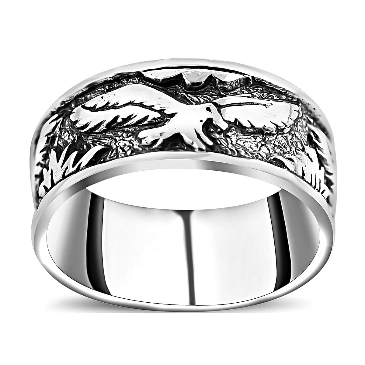 TLV Bali Legacy Sterling Silver Engraved Eagle Ring (Size 10.0) (4.65 g)