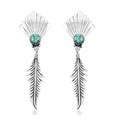 Santa Fe Style Turquoise Feather Earrings in Sterling Silver 0.75 ctw - Sticky add to cart bar