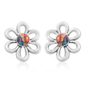 Santa Fe Style Multi Gemstone Floral Earrings in Sterling Silver 0.75 ctw - Sticky add to cart bar