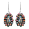Santa Fe Style Multi Gemstone Fish Hook Earrings in Sterling Silver 4.50 ctw - Sticky add to cart bar