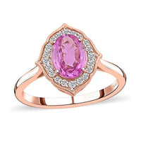 Luxoro 14K Rose Gold AAA Madagascar Pink Sapphire and G-H I2 Diamond Ring 1.50 ctw