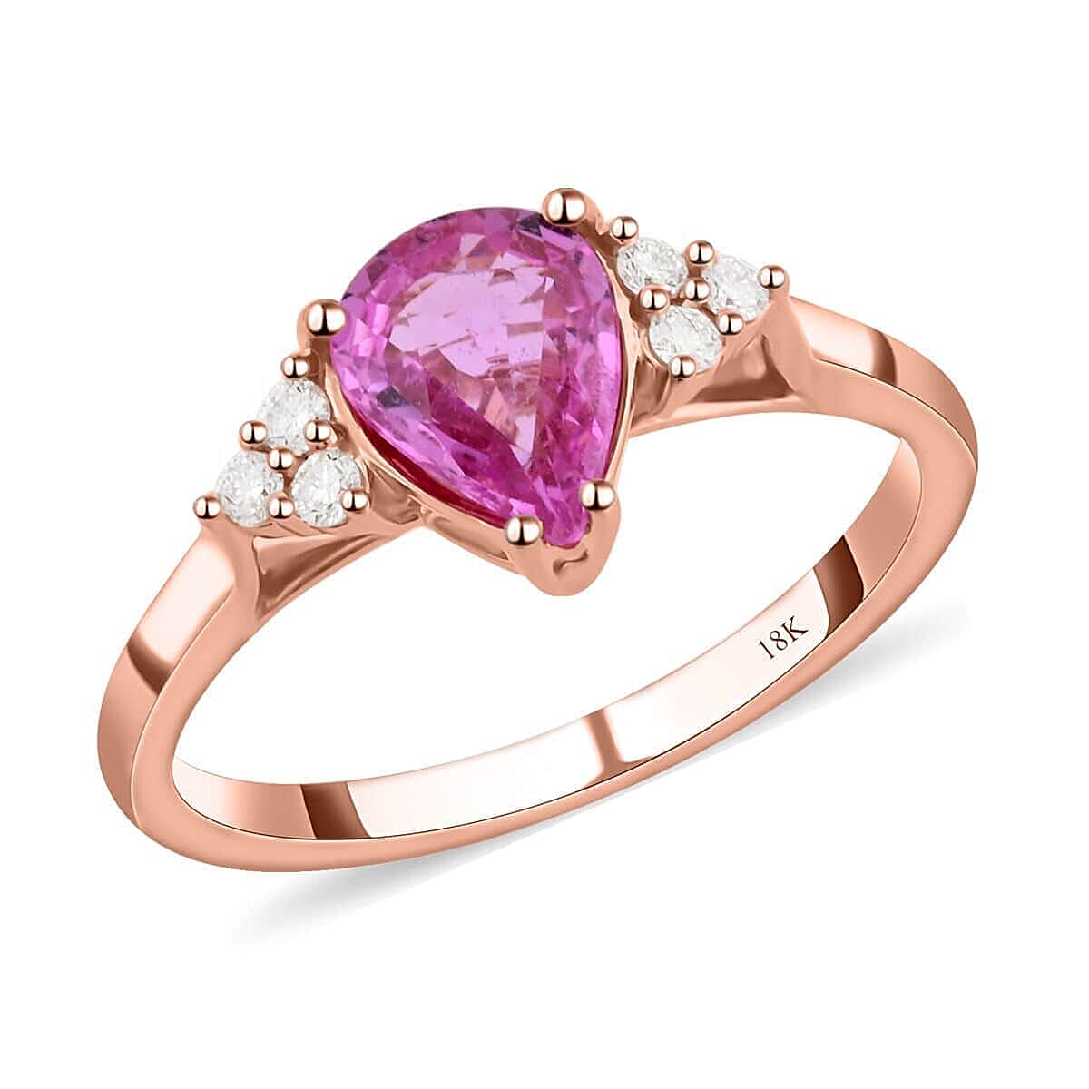 Iliana 18K Rose Gold AAA Madagascar Pink Sapphire and SI Diamond Ring 1.25 ctw