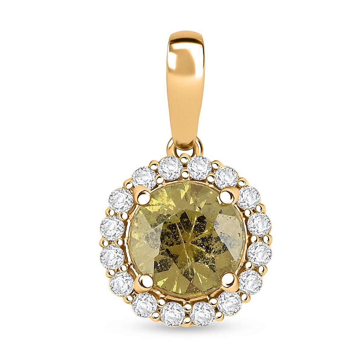 Luxuro AAA Demantoid Garnet and I2 Diamond 1.10 ctw Pendant without Chain in 14K Yellow Gold
