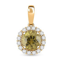 Luxuro AAA Demantoid Garnet and I2 Diamond 1.10 ctw Pendant without Chain in 14K Yellow Gold