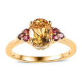 Premium Brazilian Heliodor and Premium Ouro Fino Rubellite Ring in Vermeil Yellow Gold Over Sterling Silver (Size 10.0) 1.75 ctw - Sticky add to cart bar