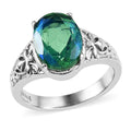 Peacock Quartz (Triplet) Solitaire Ring in Stainless Steel 2.85 ctw - Sticky add to cart bar