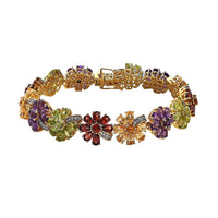 GP Italian Garden Collection Premium Multi Gemstone Bracelet in Vermeil Yellow Gold Over Sterling Silver (7.25 In) 25.25 ctw