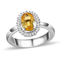 Doorbuster Luxoro 10K White Gold Premium Natural Ceylon Yellow Sapphire and G-H I2 Diamond Sunburst Ring 4.25 Grams 1.30 ctw - Sticky add to cart bar
