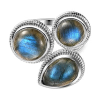 Labradorite 10.87 ctw Fancy Ring in Platinum Over Sterling Silver (Size 9)