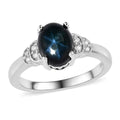 Blue Star Sapphire (DF), Moissanite Ring in Platinum Over Sterling Silver (Size 10.0) 3.25 ctw - Sticky add to cart bar