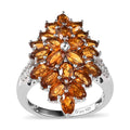Santa Ana Madeira Citrine and White Zircon Floral Spray Ring in Platinum Over Sterling Silver (Size 10.0) 5.15 ctw - Sticky add to cart bar