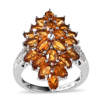 Santa Ana Madeira Citrine and White Zircon Floral Spray Ring in Platinum Over Sterling Silver (Size 10.0) 5.15 ctw