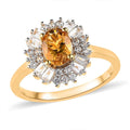 Premium Brazilian Heliodor and White Zircon Sunflower Ring in Vermeil Yellow Gold Over Sterling Silver (Size 10.0) 1.80 ctw - Sticky add to cart bar