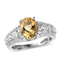 Premium Brazilian Heliodor and Moissanite Ring in Platinum Over Sterling Silver 2.20 ctw - Sticky add to cart bar