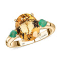 Luxoro 10K Yellow Gold Premium Brazilian Heliodor and Premium Boyaca Colombian Emerald Ring 3.15 ctw - Sticky add to cart bar