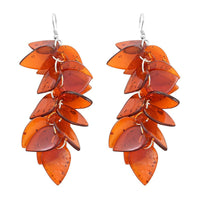 Baltic Amber Cluster Leaf Earrings in Sterling Silver