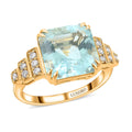 Luxoro 14K Yellow Gold Asscher Cut AAA Santa Maria Aquamarine, Diamond (G-H, I2) (0.18 cts) Ring (Size 10.0) (4.30 g) 4.50 ctw - Sticky add to cart bar