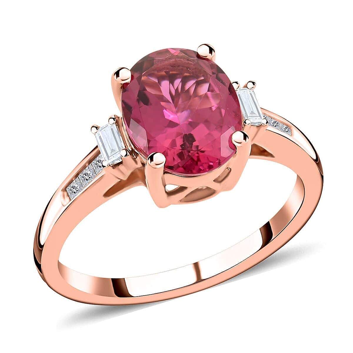 Certified & Appraised Iliana 18K Rose Gold AAA Ouro Fino Rubellite and G-H I2 Diamond Ring 2.25 ctw