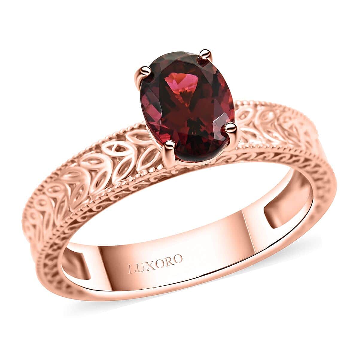 Luxoro 14K Rose Gold AAA Ouro Fino Rubellite Solitaire Ring (Size 10.0) 1.00 ctw