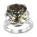 GP AAA Montezuma Prasiolite and Multi Gemstone Ring in Platinum Over Sterling Silver (Size 10.0) 12.00 ctw - Sticky add to cart bar