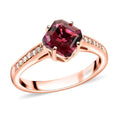 Luxoro 14K Rose Gold AAA Asscher Cut Ouro Fino Rubellite and G-H I2 Diamond Ring 4.30 Grams 1.60 ctw - Sticky add to cart bar