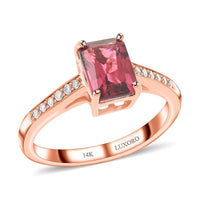 Certified & Appraised Luxoro 14K Rose Gold AAA Ouro Fino Rubellite, Diamond (G-H, I2) Ring (Size 10.0) 1.50 ctw