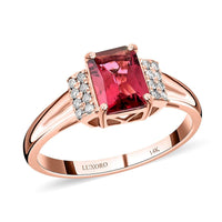 Luxoro 14K Rose Gold AAA Ouro Fino Rubellite and G-H I2 Diamond Ring (Size 10.0) 1.80 ctw