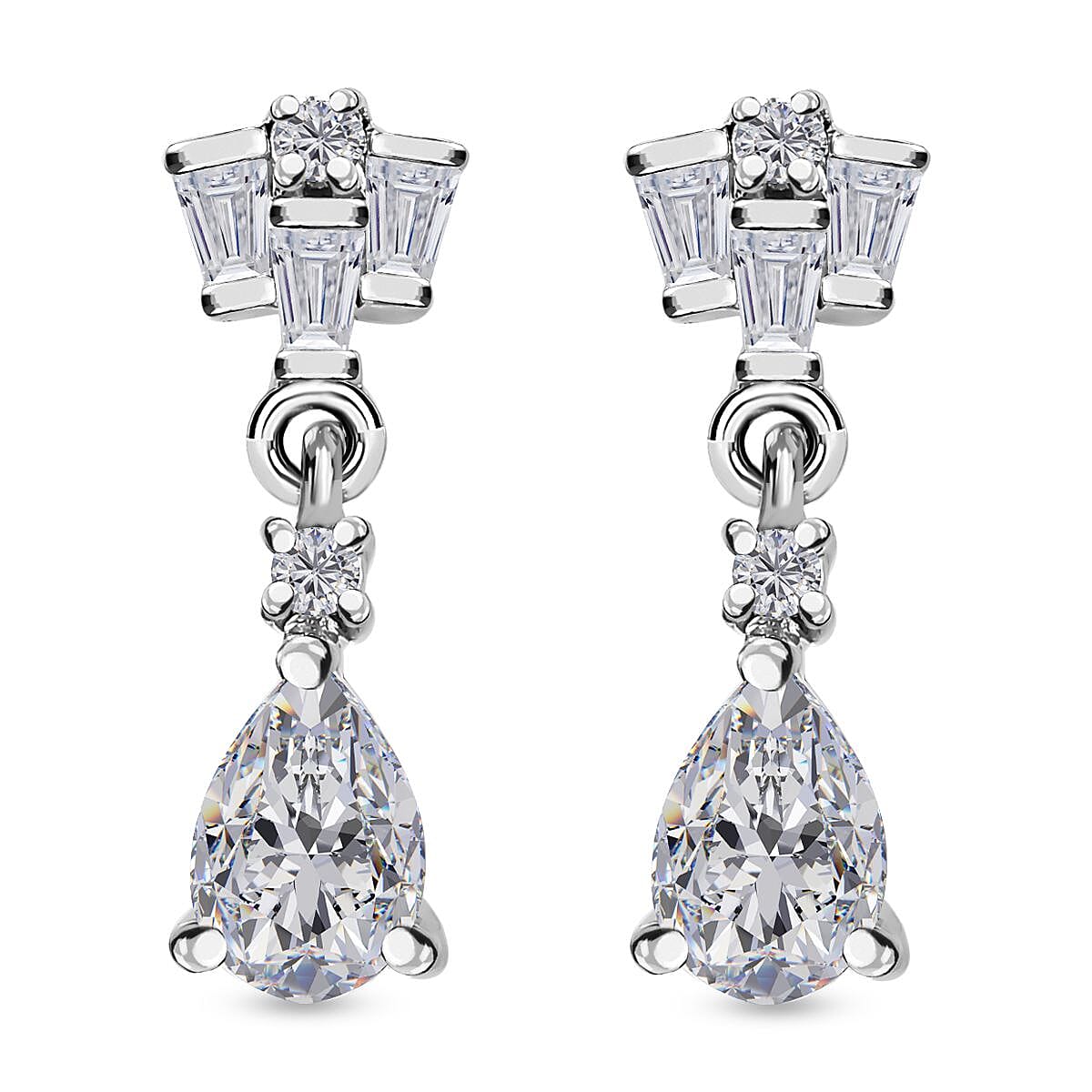 Moissanite Dangling Earrings in Platinum Over Sterling Silver 1.10 ctw