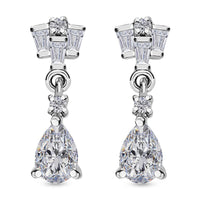 Moissanite Dangling Earrings in Platinum Over Sterling Silver 1.10 ctw