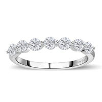Moissanite 7 Stone Ring in Platinum Over Sterling Silver (Size 10.0) 0.75 ctw