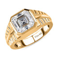 Asscher Cut Moissanite Men's Ring in Vermeil Yellow Gold Over Sterling Silver (Size 10.0) 5.00 ctw - Sticky add to cart bar