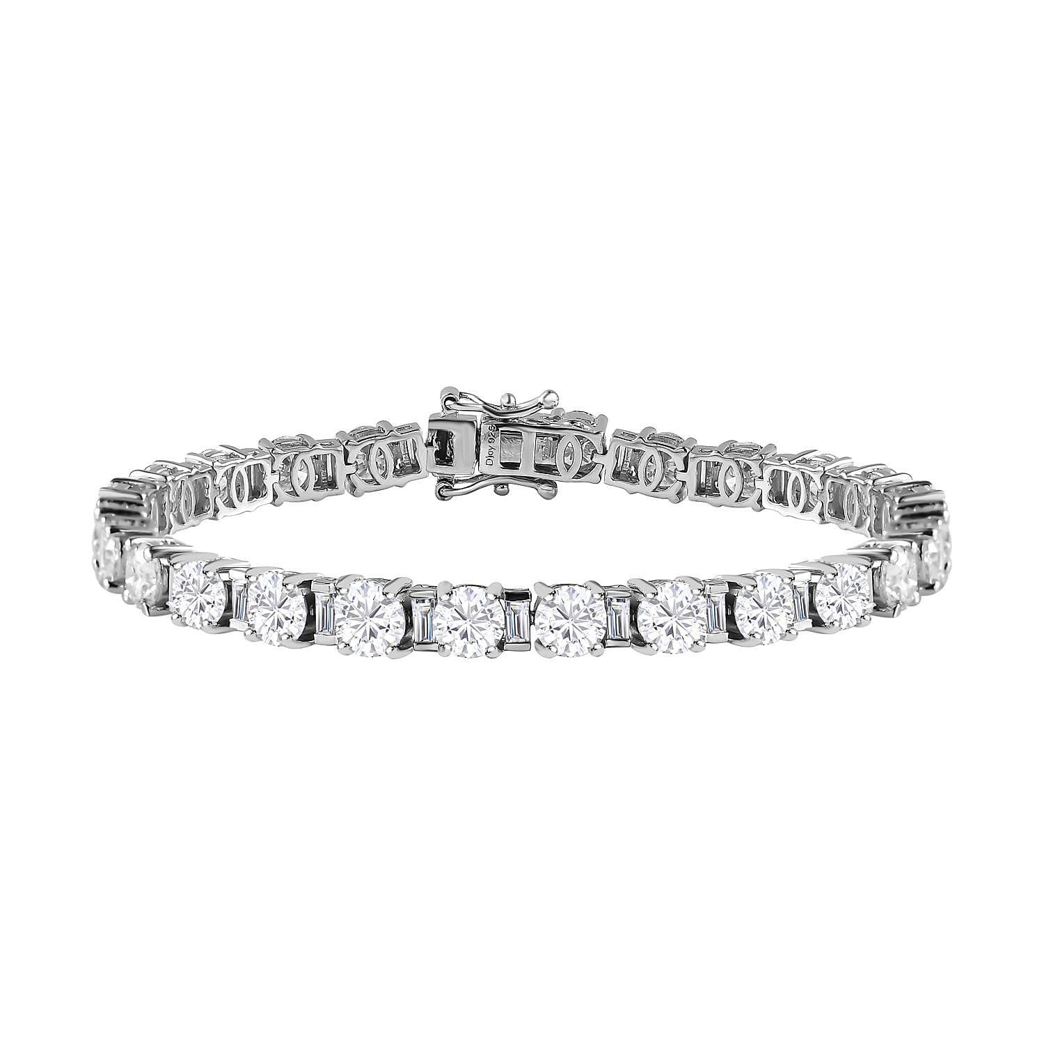 Moissanite (Rnd 5mm) Tennis Bracelet in Platinum Over Sterling Silver (7.25 In) 12.10 ctw
