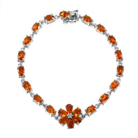 Santa Ana Madeira Citrine, White Zircon Floral Bracelet in Platinum Over Sterling Silver (6.50 In) 8.20 ctw