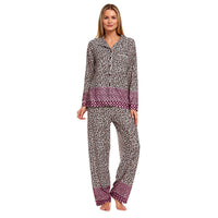 Purple 2 Piece Leopard Pajama Set - M