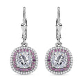 Moissanite and Madagascar Pink Sapphire Lever Back Earrings in Platinum Over Sterling Silver 4.35 ctw - Sticky add to cart bar