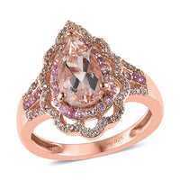 Doorbuster Marropino Morganite and Multi Gemstone Ring in Vermeil Rose Gold Over Sterling Silver 2.10 ctw