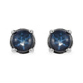 Blue Star Sapphire (DF) Solitaire Stud Earrings in Platinum Over Sterling Silver 2.90 ctw - Sticky add to cart bar