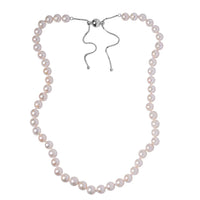 AAA Freshwater Pearl 8-9mm Necklace (18-21 Inches) in Rhodium Over Sterling Silver with Magnetic Clasp