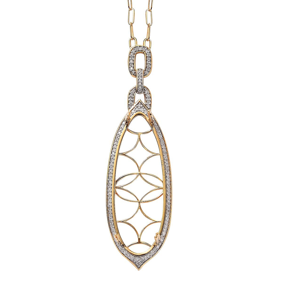 Luxoro 14K Yellow Gold G-H I3 Diamond Necklace 18 Inches 14.80 Grams 0.85 ctw
