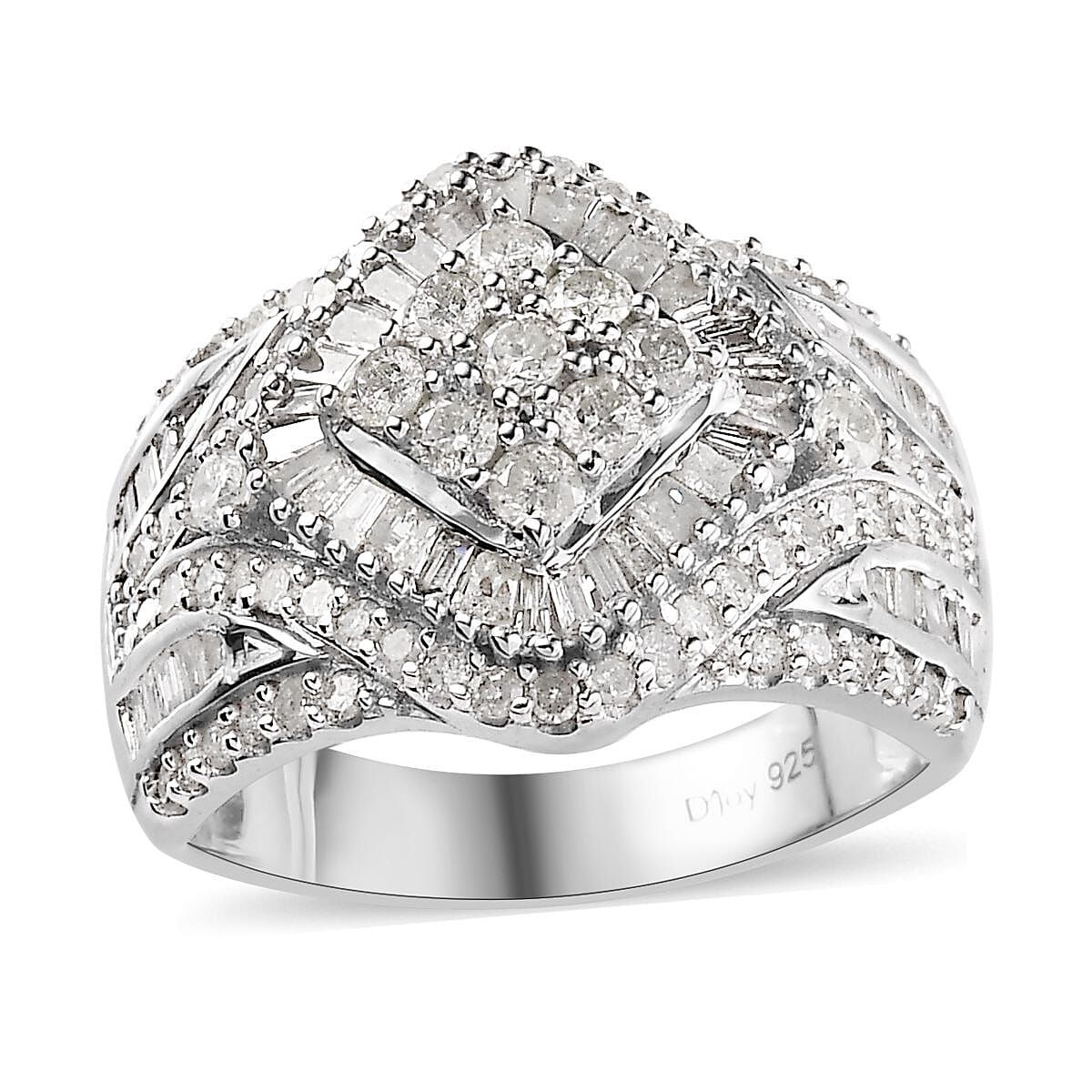 Doorbuster Diamond Ring in Platinum Over Sterling Silver (Size 10.0) 1.50 ctw