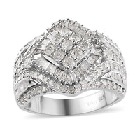 Doorbuster Diamond Ring in Platinum Over Sterling Silver (Size 10.0) 1.50 ctw
