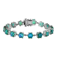 Peacock Quartz (Triplet) Link Bracelet in Platinum Over Sterling Silver (6.50 In) 23.75 ctw