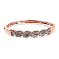Natural Champagne Diamond 2.00 ctw Bangle Bracelet in Vermeil Rose Gold Over Sterling Silver (7.25 In)