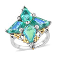 eacock Quartz (Triplet) and White Zircon Ring in Vermeil YG and Platinum Over Sterling Silver 6.15 ctw (Del. in 7-10 Days) - Sticky add to cart bar