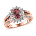 Blush Apatite, White and Champagne Zircon Sunburst Ring in Vermeil RG Over Sterling Silver (Size 10.0) 1.60 ctw - Sticky add to cart bar