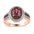 Blush Apatite, White and Coffee Zircon Double Halo Ring in Vermeil Rose Gold Over Sterling Silver (Size 9.0) 1.50 ctw - Sticky add to cart bar