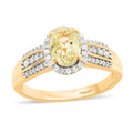 Doorbuster Premium Yellow Triphane and Moissanite Halo Ring in Vermeil Yellow Gold Over Sterling Silver (Size 10.0) 2.10 ctw - Sticky add to cart bar