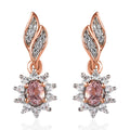Blush Apatite and White Zircon Sunburst Earrings in Vermeil Rose Gold Over Sterling Silver 0.85 ctw - Sticky add to cart bar