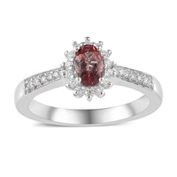 Blush Apatite and Moissanite Sunburst Ring in Platinum Over Sterling Silver 0.75 ctw