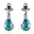 Peacock Quartz (Triplet) and Multi Gemstone Dangle Earrings in Platinum Over Sterling Silver 7.70 ctw - Sticky add to cart bar